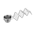 thumbnail image 2 of Soporte para tacos de acero inoxidable con taza para salsa | Tortillero individual | Soporte para tacos duradero, dorado y plateado | Exhibidor compacto para pan plano y panqueques | Diseño, 2 of 6