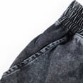 thumbnail image 6 of Men's 100% Cotton Vintage Acid Wash Knee Length Shorts, Elastic Drawstring High Waist Loose Casual Shorts with Side Pockets for Summer Streetwear Workout, 6 of 8