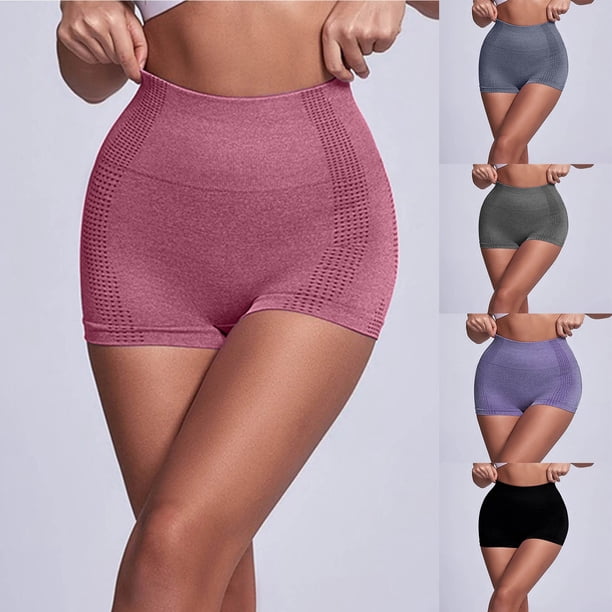 Jacenvly New Yoga Shorts for Women Summer Fashion Solid High Waisted Yoga Shorts Stretchable Elastic Waist Womens Shorts Athletic