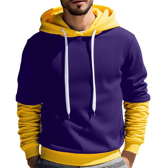 Kezqiaxn Comfort Sweatshirt Mens Hoodies Drawstring Long Sleeve Pullover Casual Tops Fall Clothes Plus Size Fashion