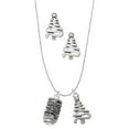 thumbnail image 1 of Delight Jewelry Cherry Blossom Chinese Lantern Silver tone Zig Zag Christmas Tree Charm Necklace and Stud Earrings, 1 of 4