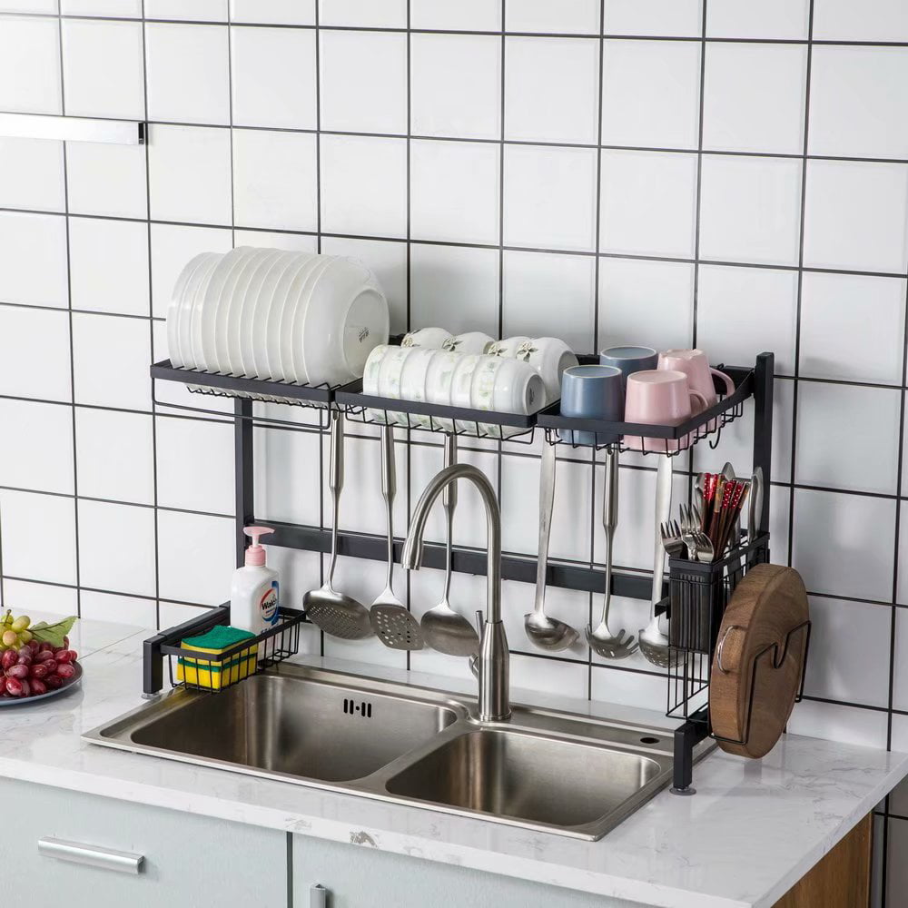 Details about   Hot Kitchen Dish Cup Drying Rack Drainer Dryer Tray Cutlery Holder Organizer US 