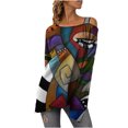 thumbnail image 1 of Camiseta de manga larga estampada con hombros descubiertos vintage a la moda para mujer Fridja czfsfas5855, 1 of 5