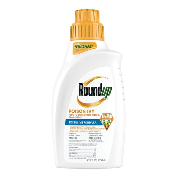 Roundup Poison Ivy Plus Tough Brush Killer Concentrate, Visible Results in Hours, 32 fl. oz.