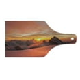thumbnail image 2 of Mountain Cutting Board, Sunrise in Swiss Alps with View of Mountain Natural Paradise Theme, Decorative Tempered Glass Cutting and Serving Board, Wine Bottle Shape, White and Yellow, by Ambesonne, 2 of 5