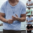thumbnail image 3 of Men Fashion Loose T Shirts Solid Short Sleeve O Neck Pullovers Vintage Thin Tees, 3 of 6
