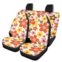Jeiento Cartoon Floral Automotive Universal Seat Covers Set Flowers Front Bucket Seat Protectors and Dirty-Proof Rear Car Bench Seat Cover Fit for Most Cars SUVs Trucks Vans