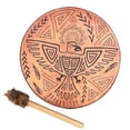 thumbnail image 1 of Shamanic Drum Bird Pattern Polyester Imitation Sheepskin Vintage Round Instrument Drum 25cm, 1 of 8
