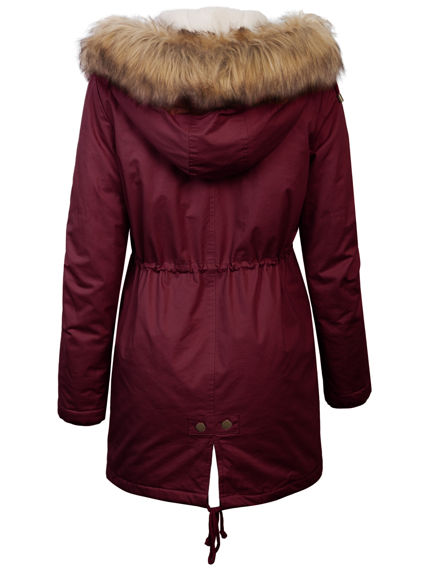 KOGMO Womens Long Anorak Coat Fur Trim Hoodie Jacket with Fuax Fur Lined - image 3 of 9