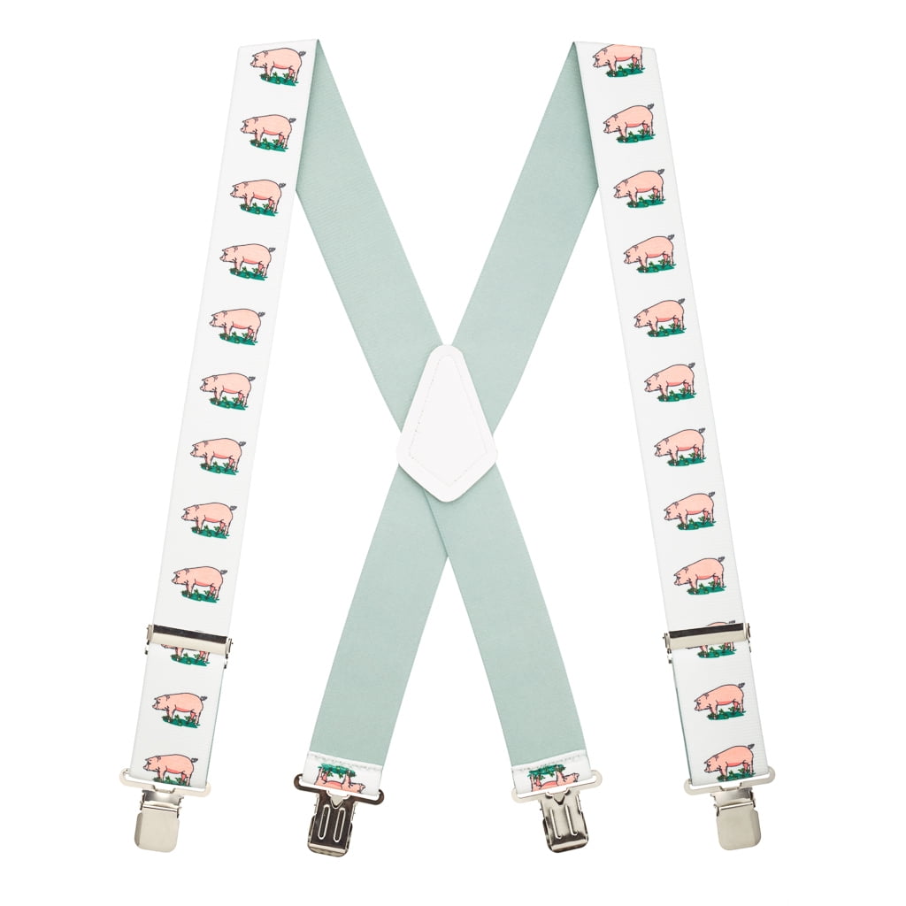 Suspender Store 42 IN Pig Suspenders White 042PIGS2N