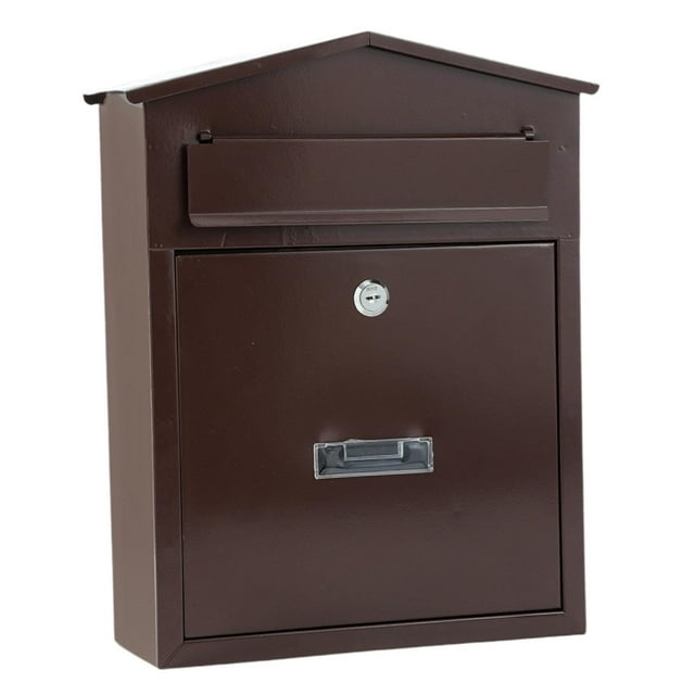 DOLITY Boîte aux Lettres Murale Verrouillable Boîte aux Lettres Durabilité Grande Capacité Métal Boîte aux Lettres Moderne pour Entrée Extérieure Résidentielle Brun Foncé