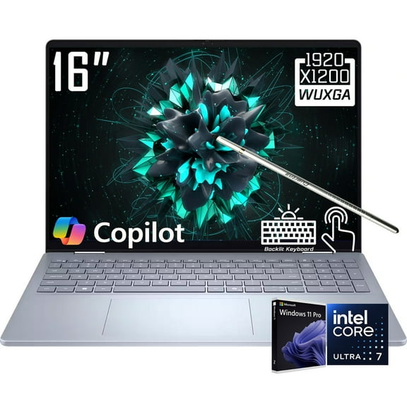 Dell 16 Plus 2-in-1 Laptop, 16" 1920 x 1200 Touchscreen, Core Ultra 7 256V(>i9-13900H), AI Copilot, Backlit Keyboard, 1080p Webcam, Wi-Fi 7, Windows 11 Pro, Ice Blue(16GB DDR5 RAM | 1TB SSD)