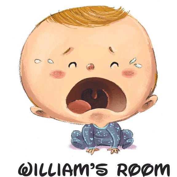 Custom Name Vinyl Wall Decal for Home - Crying Baby Watercolor Cute Infant Cute Wall Bedroom Living Room Entry - Personalized Text Removable High Tact - Size: 20 In x 20 In