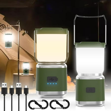 Portable Camping Lantern Rechargeable -4inch 2000LM LED Camping Lights Lantern with Redlight&20Hours Runtime& Stepless Dimming Hurricane Emergency Lights for Power Outages Waterproof Camping Lamp