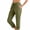 Army Green1, variant on Casual Flax Mixture Straight-Leg 7/8Th Pants for Women Loose Elastic Waist Drawstring Breathable Pants with Pockets,Black,L