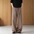 thumbnail image 2 of HappyYEE Plus Size Linen Trousers for Men Breathable Wide Leg Drawstring Waist Bottom Relaxed Fits Summer Casual Beach Pants with Pockets, 2 of 5