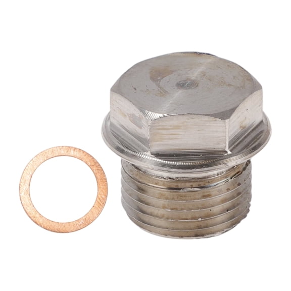 Unique Bargains M18*1.5 Magnetic Oil Drain Plug Stainless Steel Oil Pan Drain Bolt Screw Thread Repair 1Pc Copper Washers Silver Tone 1 Pc