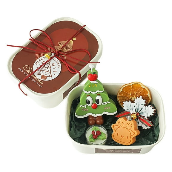 Christmas Scented Candles Set of 3, Christmas Candles with Gift Box, Candles for Home Scented, Creative Handmade Candle Souvenir Christmas Tree Aromatherapy Candle Gift Box