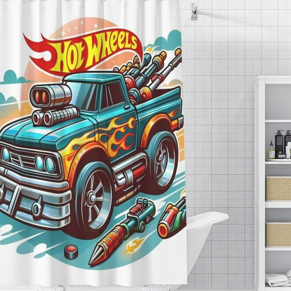 Hot Wheel Shower Curtain 59*71 Inches Waterproof And Durable Vivid Patterns Instantly Elevates Bathroom Style