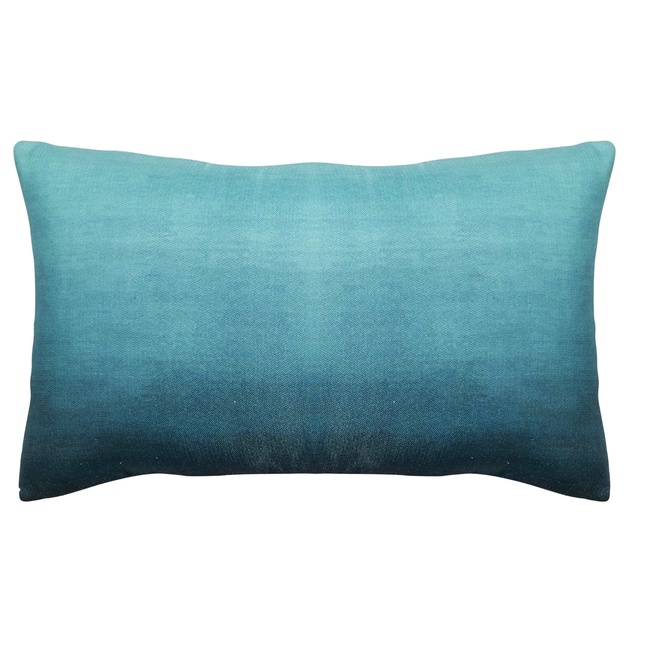 Fab Habitat Indoor/Outdoor Lumbar Pillow Made from Recycled Polyester Yarn - Double Sided, Stain Resistant, Machine Washable - Ombre - Patio, Deck, Porch, Living Room - Big Sur Teal (14" x 24")