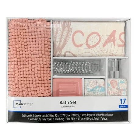 Mainstays 17-Piece Bathroom Set, Coastal