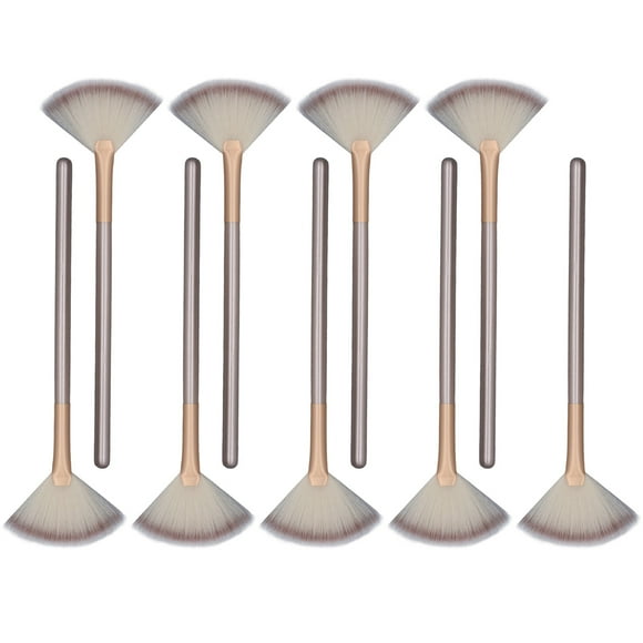 Cara 9 Uds cepillo de maquillaje de ventilador Facial suave 3 colores tubo de aluminio cepillos aplicadores faciales para la familia Color champán ANGGREK Otros