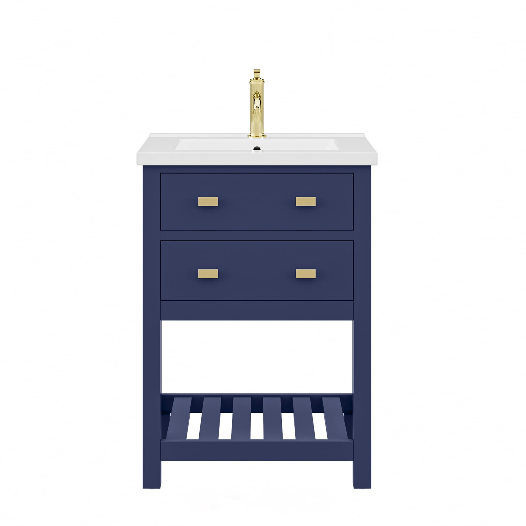 Water Creation Viola 24" Solid Hardwood Single Bathroom Vanity in Blue/Gold