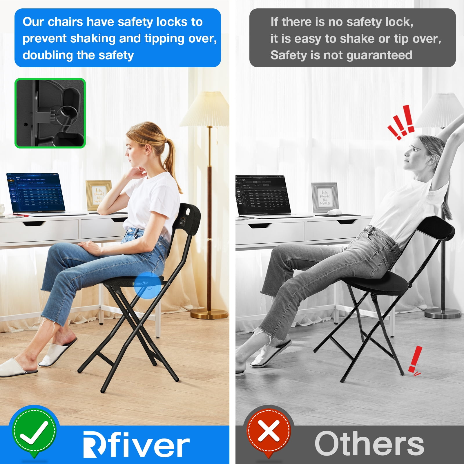 TAVR Furniture 1 Pack 18 inch Folding Bar Stool with Backrest and Handle for Adults up to 350lbs for Outdoor