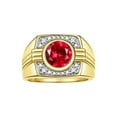 thumbnail image 1 of RYLOS Mens Rings 14K Yellow Gold Designer Round Gemstone &  Sparkling Diamond Ring Ruby July Birthstone Rings For Men, Men's Rings, Gold Rings Sizes 8 - 13, 1 of 7