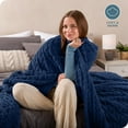 thumbnail image 4 of Bare Home Faux Shearling Blanket - Fluffy & Soft - Lightweight - Twin/Twin XL, Dark Blue - Cable, 4 of 6