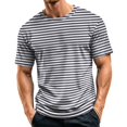 thumbnail image 3 of Mfakffe Shirts For Men Casual Striped T-Shirts Short Sleeve Crewneck Basic Tee, 3 of 5