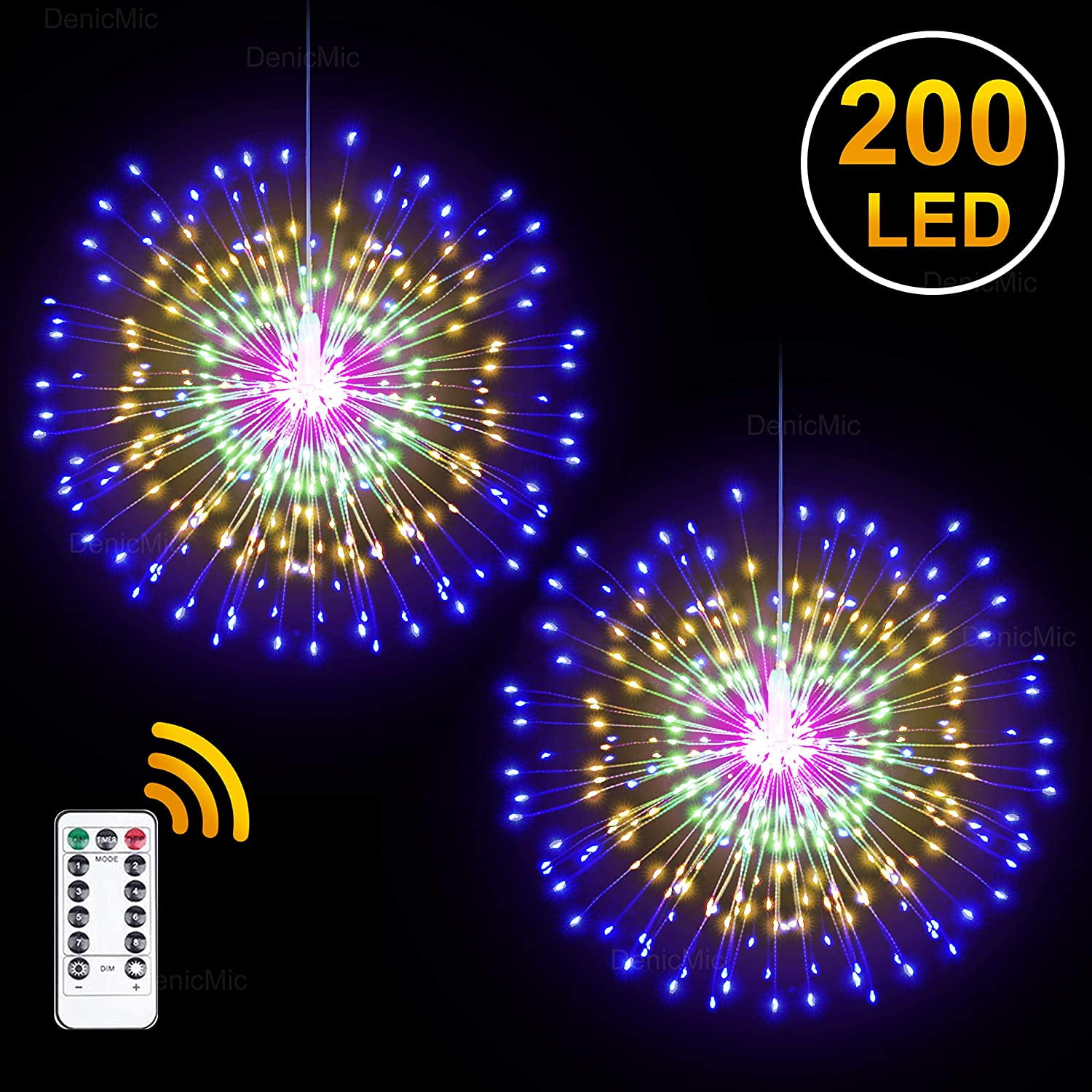 2Pcs Starburst Lights 200 LED Firework Lights Copper LED Christmas