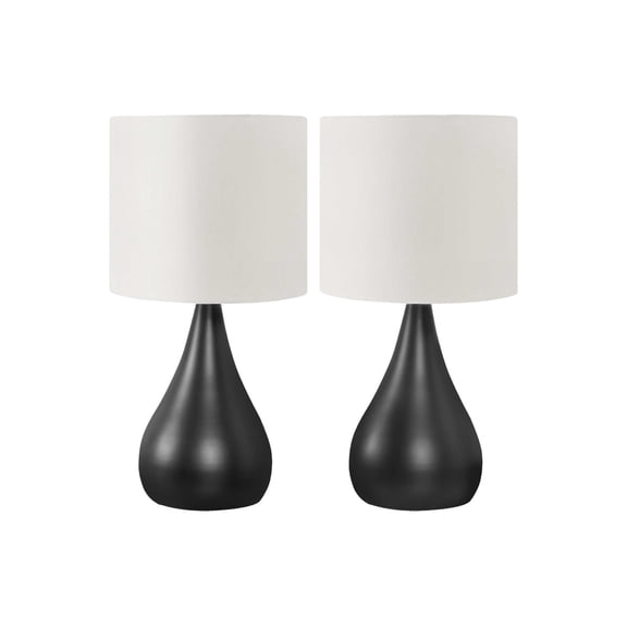 Lighting Fixtures Lighting, Set Of 2, 18"h, Table Lamp, Black Metal, Ivory / Cream Shade, Contemporary,Table Lamps