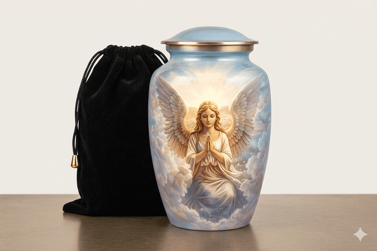 Angel Cremation Urn for Human Ashes Adult – Heavenly Memorial Funeral Urn