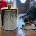 thumbnail image 3 of black nickel Embossed 3 Pc set Pet Canister with Golden Paw Handle, Dog Food Treat Canister / golden Lid, Carbon Steel Canister, Storage Container Jar with Tight Fitting Lids for Dog Biscuit Cookies, 3 of 4