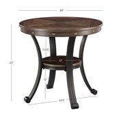 Powell Holloway Round Indoor End Table with Shelf, 23 Tall, Rustic Umber