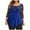 Blue, variant on Ichuanyi Womens Tops, Plus Size Women Solid Floral Lace O-Neck Asymmetric Three Quarter Tops Blouse