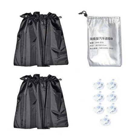 - 2 pcs Auto Side Window Curtain Universal With Sucker Cup 190T Polyester Taffeta Sunshade UV Protecting Car Suns Block Curtains