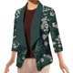 thumbnail image 1 of Sacos y Chaquetas de traje Chaqueta de traje de trabajo de solapa informal con estampado elegante de manga larga para mujer, abrigo, prendas de vestir, ropa informal,temperamento blazer(Verde， 4XL), 1 of 3
