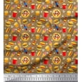 thumbnail image 1 of Soimoi Silk Fabric Cold Drink,Pizza & Burger Food Printed Fabric 1 Yard 42 Inch Wide, 1 of 1