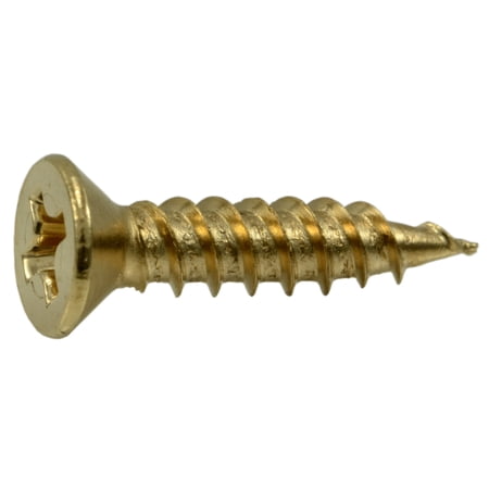 #5 x 5/8 Brass Plated Steel Phillips Flat Head Hinge Screws (50 pcs.)