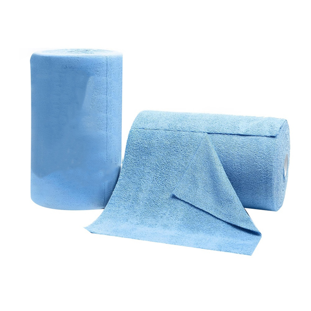 Rollo de Paño de Limpieza de Microfibra, Toallas de Microfibra Reutilizables y Desprendibles, Paños Ultraabsorbentes Lavables (2 Rollos, Azul)