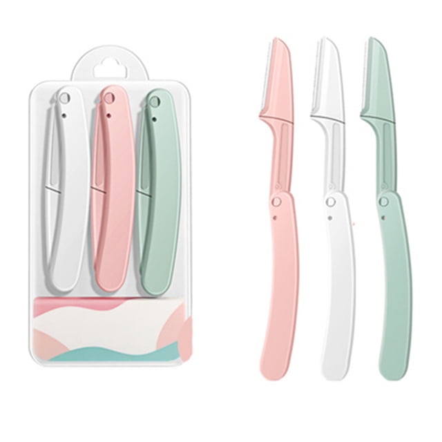 3pcs Folding Eyebrow Razor Trimmer Facial Hair Shaper Remover Eyebrow Trimmer Shaper Exfoliating Dermaplaning Tool For Women Men