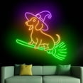 thumbnail image 3 of Handmadetneonsign Dachshund Witch On Broom Neon Sign, Dachshund Witch Led Sign, Dog Halloween Light 68820, 3 of 5