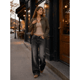 thumbnail image 6 of EMMIOL Women's Y2K Barrel Baggy Jeans Stretch High Waist Wide Leg Jeans Vintage Boyfriend Denim Pants, 6 of 7