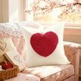 thumbnail image 5 of Valentine's Day Pillow Covers， Red And White Couples Throw Pillow Heart Gift Flannel Valentines Day Pillowcases For Romantic Decor Anniversary Gift 17x17in, 5 of 7