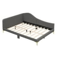thumbnail image 6 of Full Size Upholstered Daybed with Armrest, Solid Wood Bed Frame with Headboard and Support Legs for Bedroom, Guest Room, No Spring Box Needed, Grey, 6 of 9