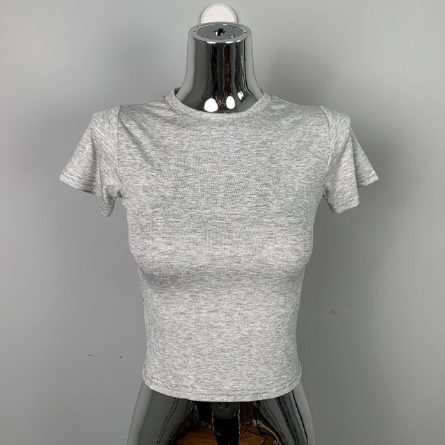 Chandail à Manches Courtes Col Rond pour Femmes, Haut Transparent, T-Shirt de Base Décontracté, Mode Urbaine Printemps et Été