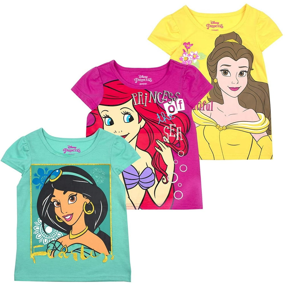 Disney - Disney Princess T-Shirts for Girls – 3 Pack Short Sleeve