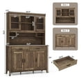 thumbnail image 3 of Costway Kitchen Pantry Cabinet with Microwave Countertop Double Glass Doors 2 Drawers, 3 of 10